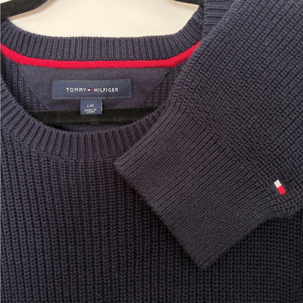 Tommy Hilfiger Women's Sweater - Colourblock Navy/Red/Cream - Picture 2 of 4